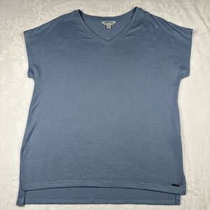Orvis T-Shirt Women's Small S Short Sleeve‎ V-Neck Blue